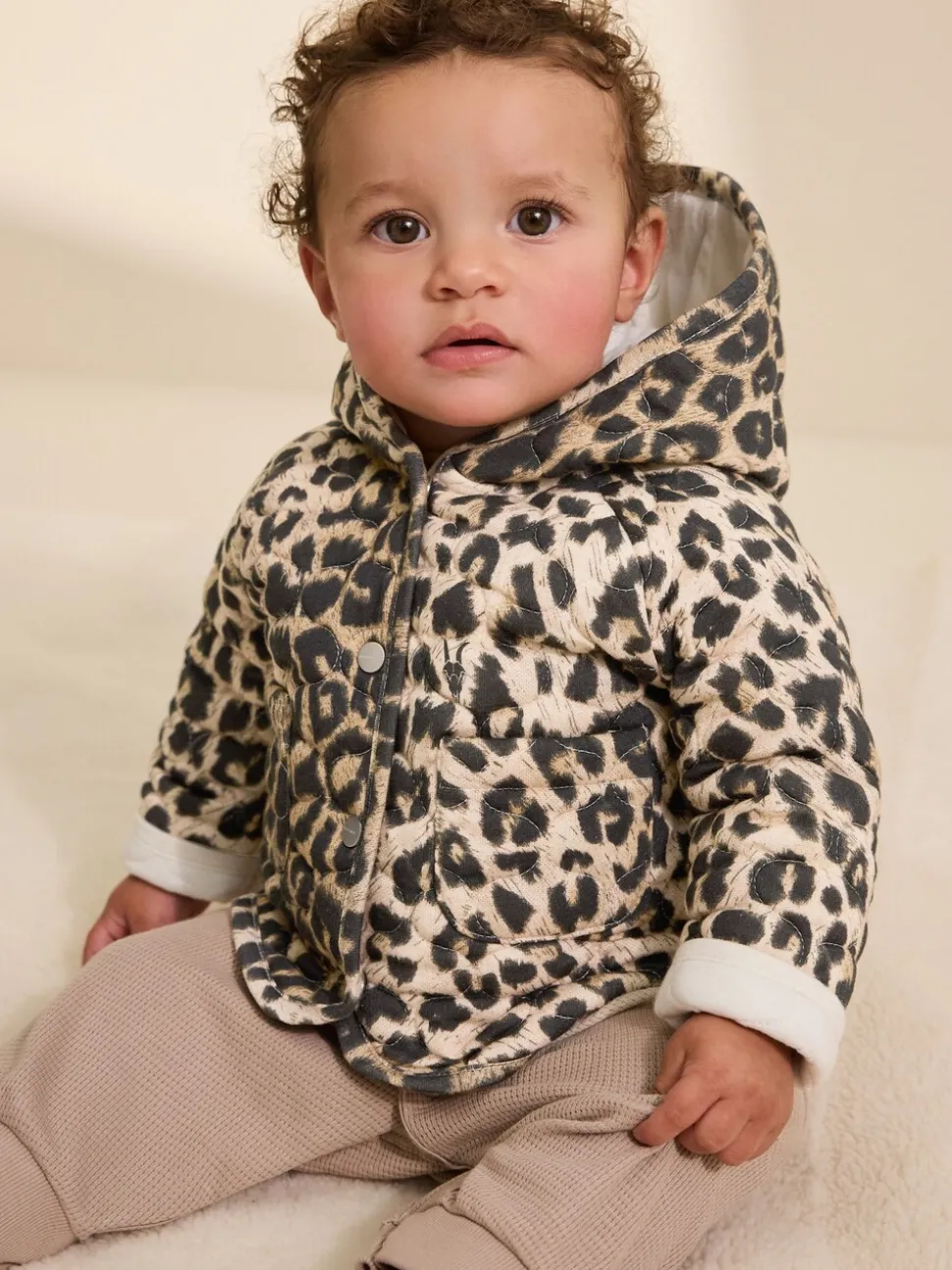 smALLSAINTS Leopard Quilted Baby Girls Jacket