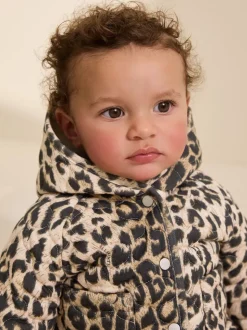 smALLSAINTS Leopard Quilted Baby Girls Jacket