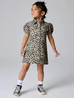 smALLSAINTS Leopard Younger Jackie Puff Sleeved Denim Dress