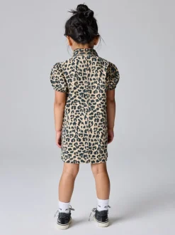smALLSAINTS Leopard Younger Jackie Puff Sleeved Denim Dress