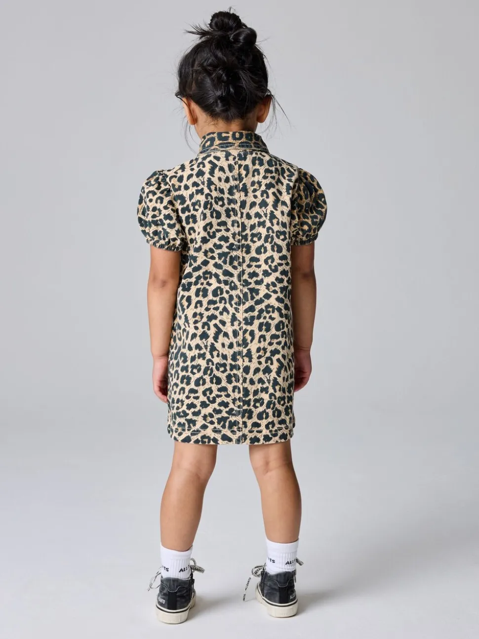 smALLSAINTS Leopard Younger Jackie Puff Sleeved Denim Dress