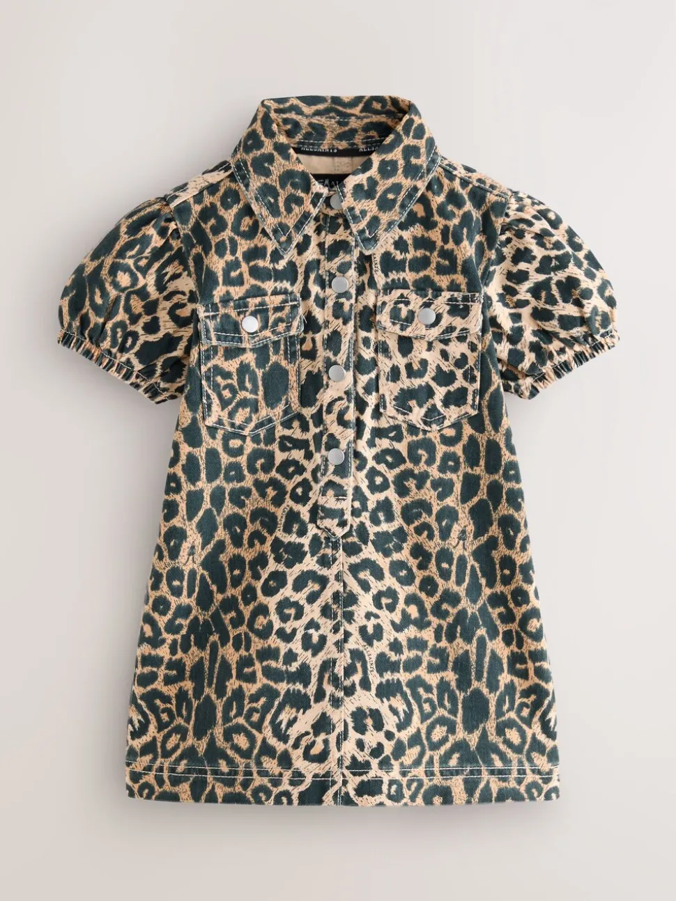 smALLSAINTS Leopard Younger Jackie Puff Sleeved Denim Dress