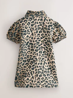 smALLSAINTS Leopard Younger Jackie Puff Sleeved Denim Dress