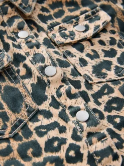 smALLSAINTS Leopard Younger Jackie Puff Sleeved Denim Dress