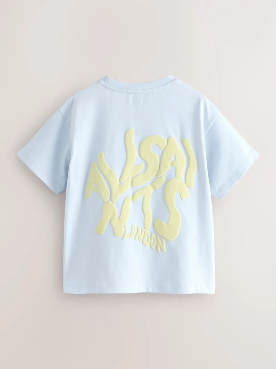smALLSAINTS Light Blue Girls Oversized Orlando Logo Crew 100% Cotton T-Shirt