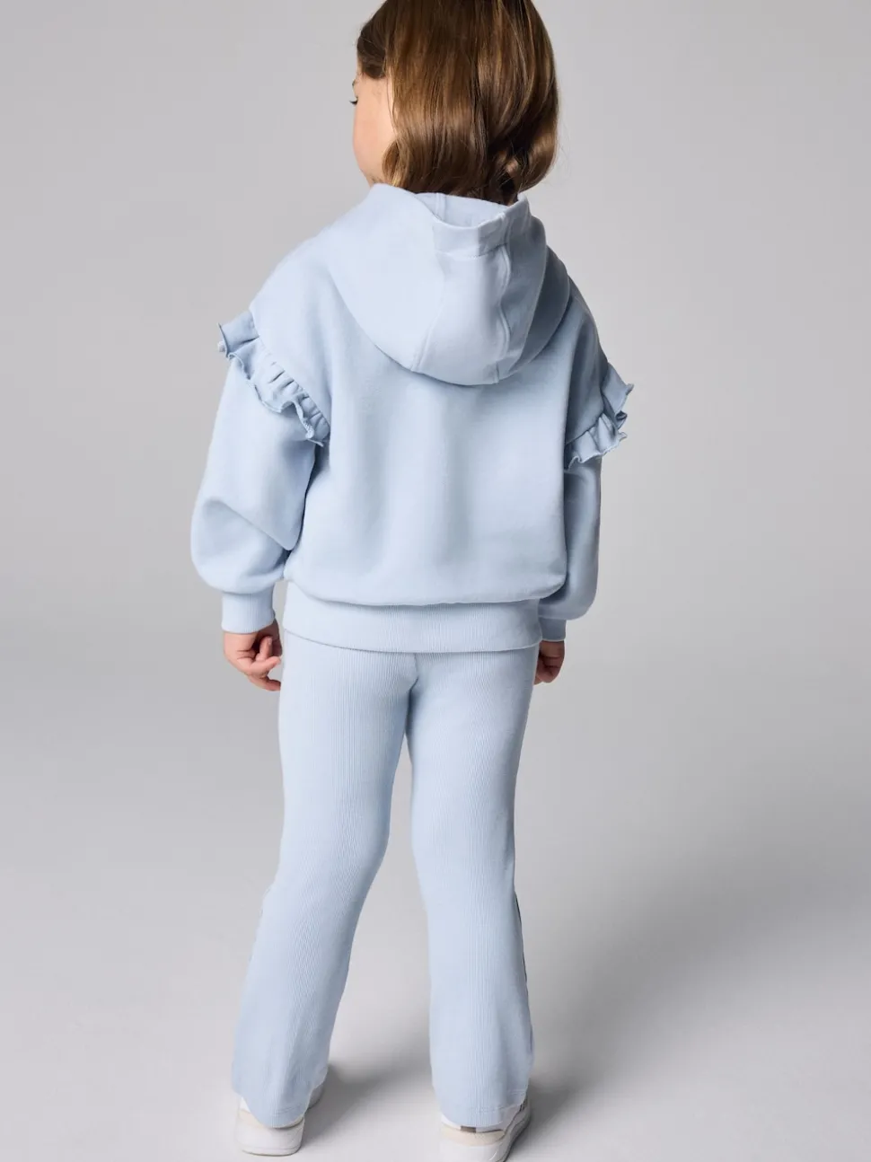 smALLSAINTS Light Blue Lover Frill Hoodie and Ribbed Flared Leggings Younger Set