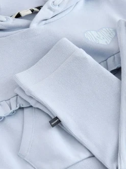 smALLSAINTS Light Blue Lover Frill Hoodie and Ribbed Flared Leggings Younger Set