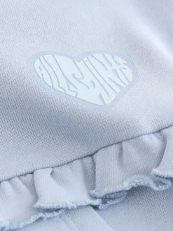 smALLSAINTS Light Blue Lover Frill Hoodie and Ribbed Flared Leggings Younger Set