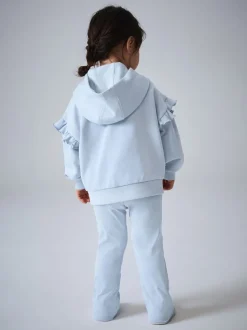 smALLSAINTS Light Blue Lover Frill Hoodie and Ribbed Flared Leggings Younger Set