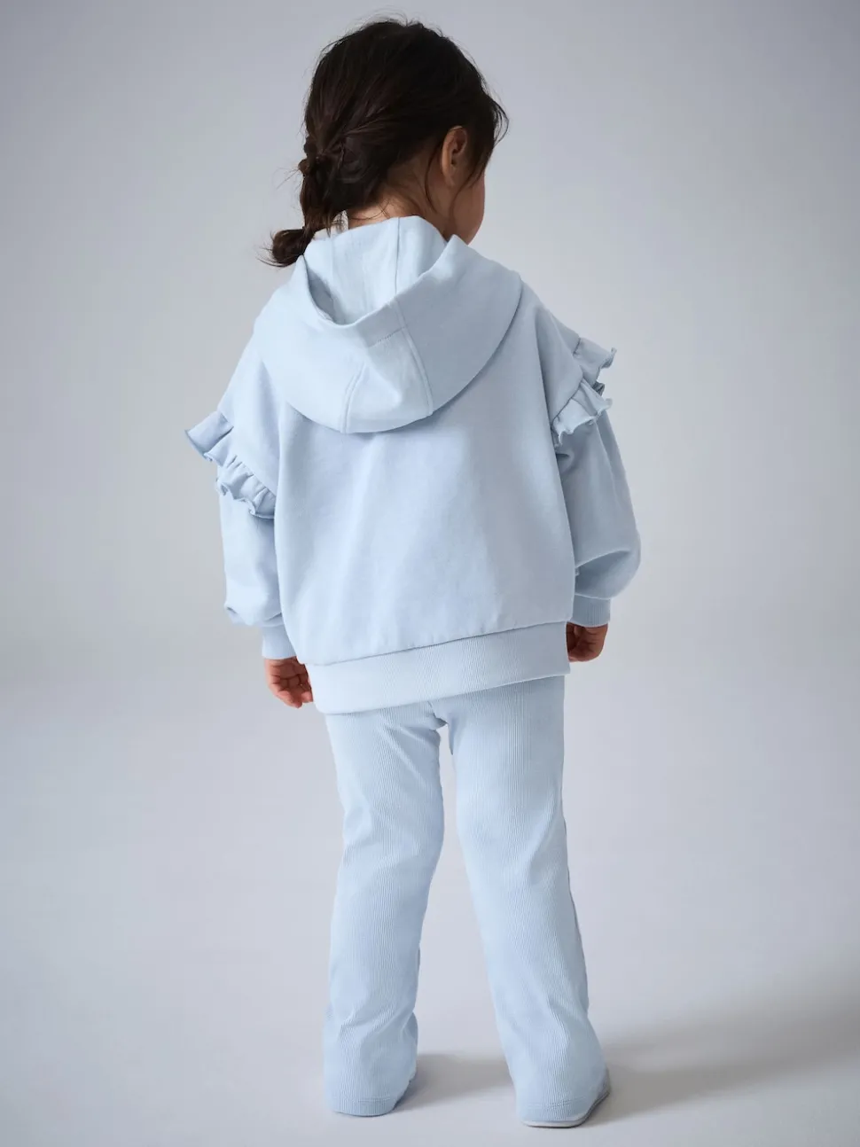 smALLSAINTS Light Blue Lover Frill Hoodie and Ribbed Flared Leggings Younger Set