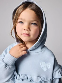 smALLSAINTS Light Blue Lover Frill Hoodie and Ribbed Flared Leggings Younger Set