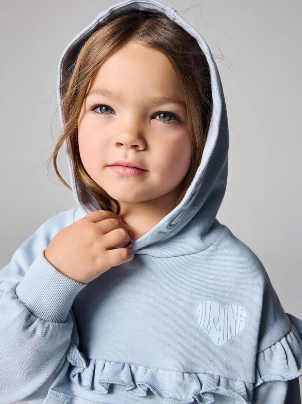 smALLSAINTS Light Blue Lover Frill Hoodie and Ribbed Flared Leggings Younger Set