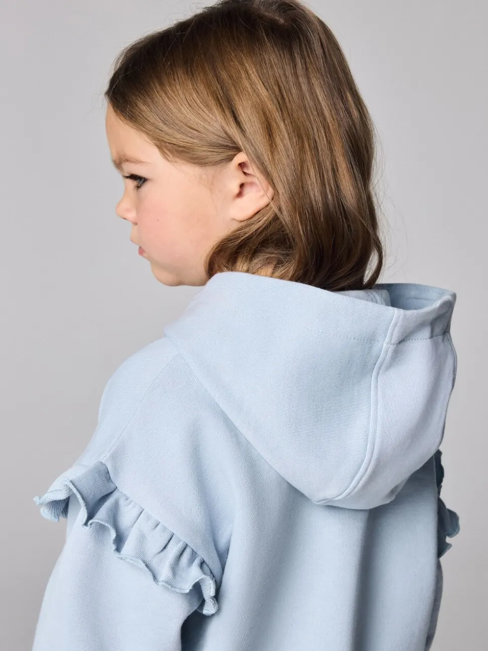 smALLSAINTS Light Blue Lover Frill Hoodie and Ribbed Flared Leggings Younger Set