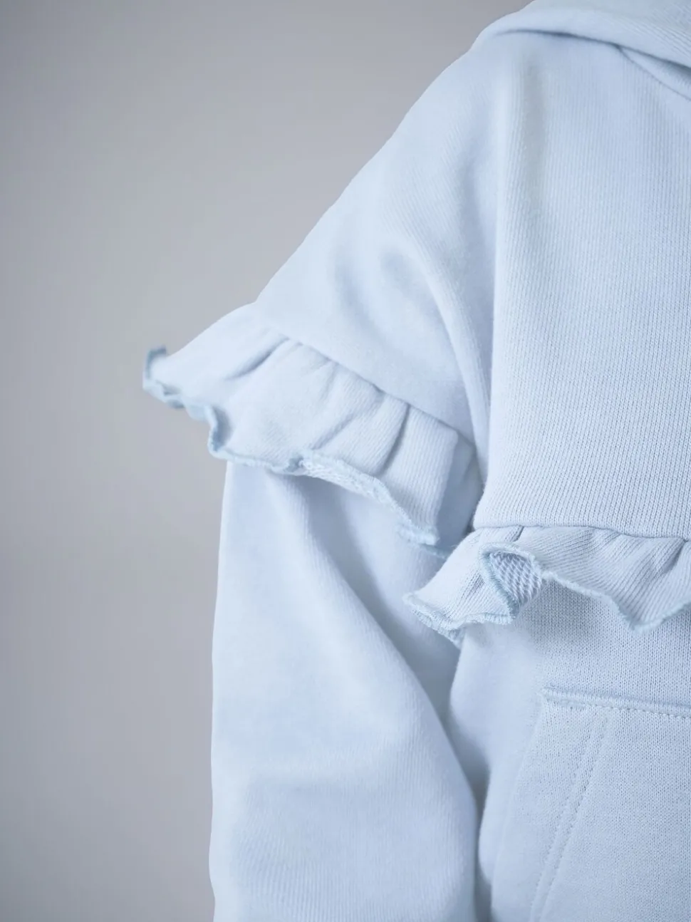 smALLSAINTS Light Blue Lover Frill Hoodie and Ribbed Flared Leggings Younger Set