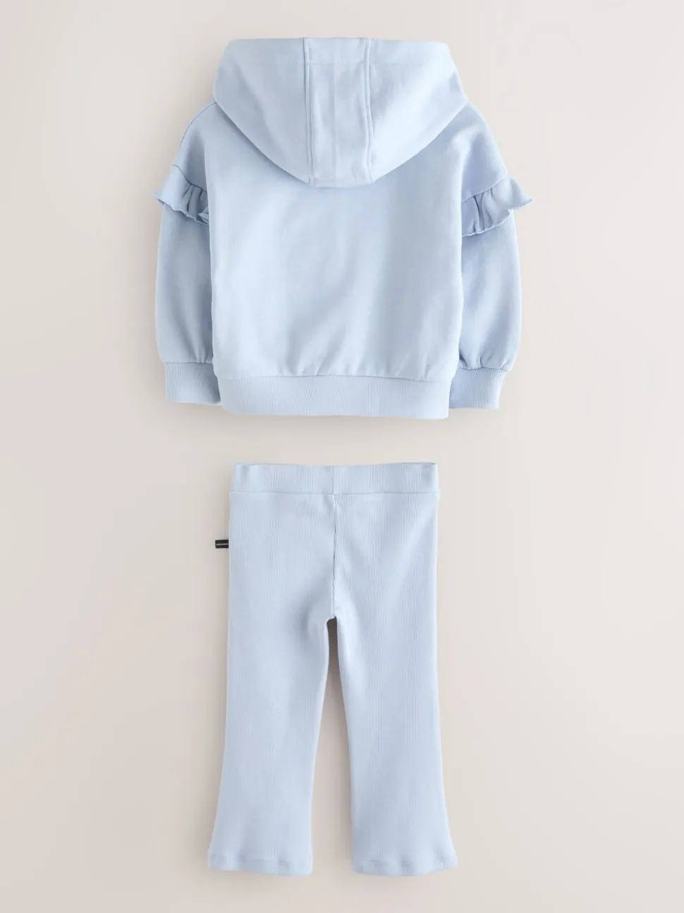 smALLSAINTS Light Blue Lover Frill Hoodie and Ribbed Flared Leggings Younger Set