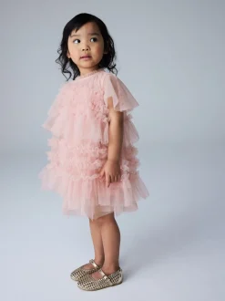 smALLSAINTS Light Pink Frill Mesh Younger Dress