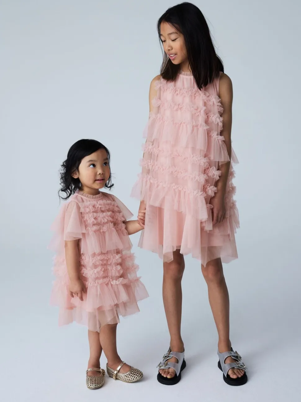smALLSAINTS Light Pink Frill Mesh Younger Dress