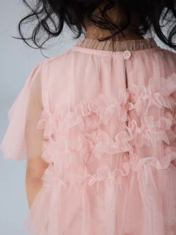 smALLSAINTS Light Pink Frill Mesh Younger Dress