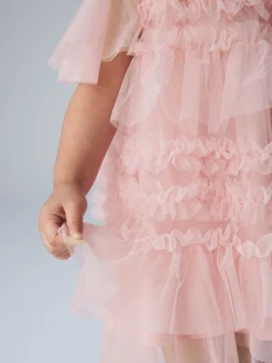 smALLSAINTS Light Pink Frill Mesh Younger Dress