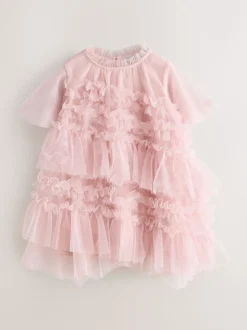 smALLSAINTS Light Pink Frill Mesh Younger Dress