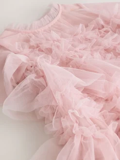 smALLSAINTS Light Pink Frill Mesh Younger Dress