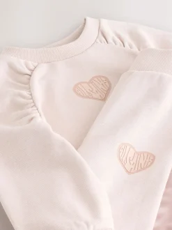 smALLSAINTS Light Pink Lover Sweatshirt and Wide Leg Joggers Younger Set