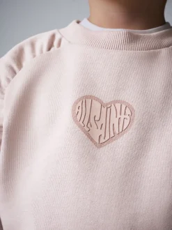 smALLSAINTS Light Pink Lover Sweatshirt and Wide Leg Joggers Younger Set
