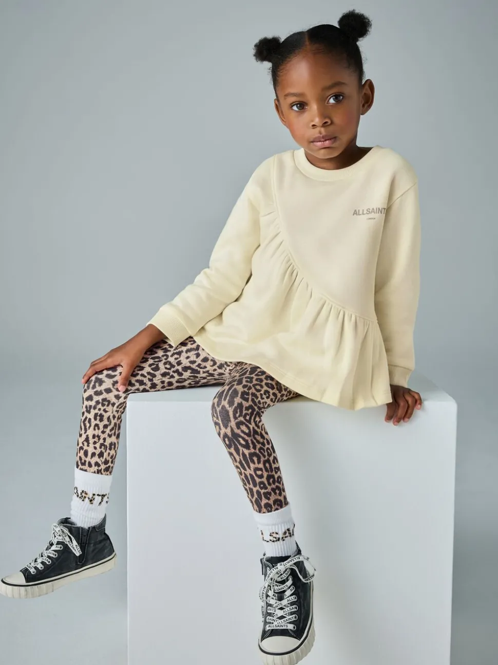 smALLSAINTS Light Yellow Ruched Top and Leggings Younger Girl Set