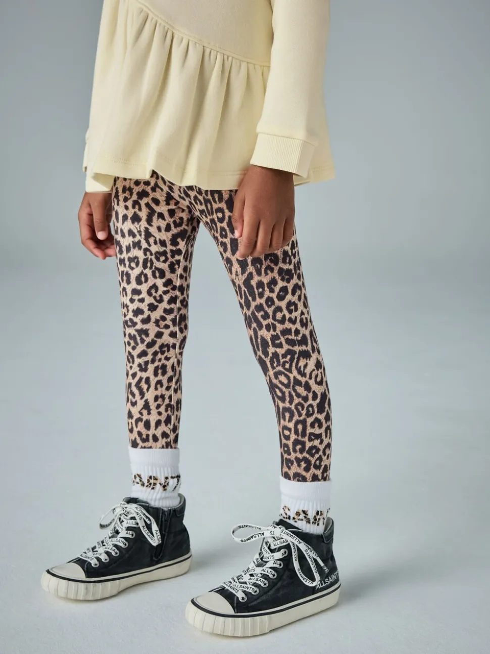 smALLSAINTS Light Yellow Ruched Top and Leggings Younger Girl Set