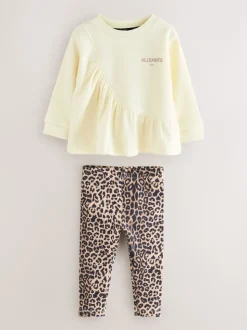 smALLSAINTS Light Yellow Ruched Top and Leggings Younger Girl Set