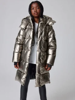 smALLSAINTS Metallic Longline Padded Girls Coat