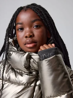smALLSAINTS Metallic Longline Padded Girls Coat