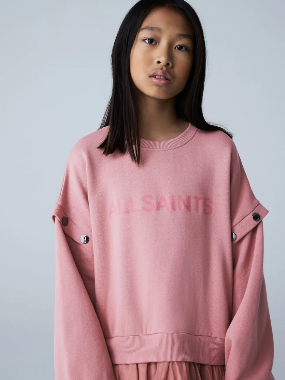 smALLSAINTS Mid Pink Amphia Flocked Logo Sweat Mock Dress