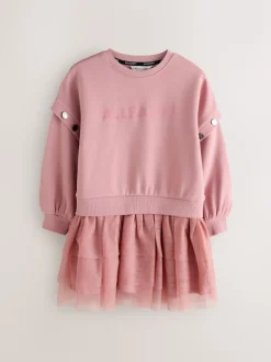 smALLSAINTS Mid Pink Amphia Flocked Logo Sweat Mock Dress