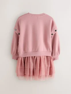 smALLSAINTS Mid Pink Amphia Flocked Logo Sweat Mock Dress