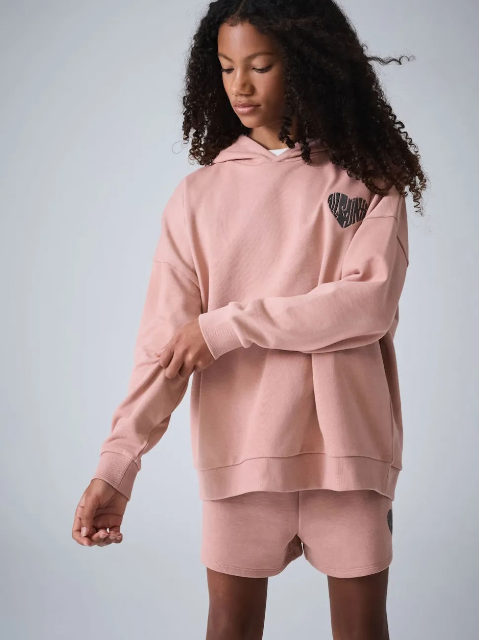 smALLSAINTS Mid Pink Lover Hoodie and Sweat Shorts Set