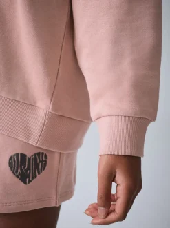 smALLSAINTS Mid Pink Lover Hoodie and Sweat Shorts Set