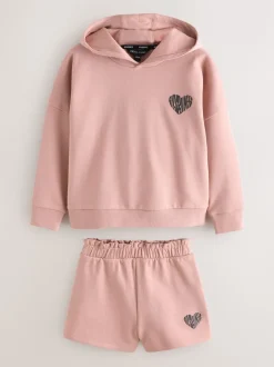 smALLSAINTS Mid Pink Lover Hoodie and Sweat Shorts Set