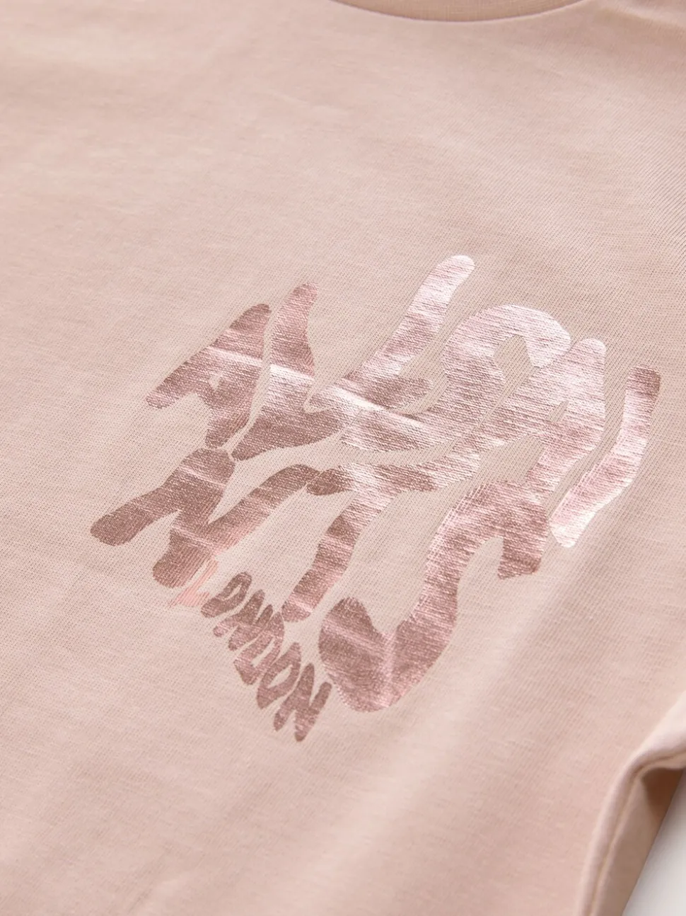 smALLSAINTS Mid Pink/Metallic Girls Oversized Orlando Logo Crew 100% Cotton T-Shirt
