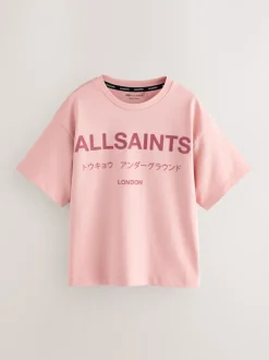 smALLSAINTS Mid Pink Oversized Girls Underground Crew T-Shirt