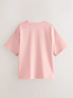 smALLSAINTS Mid Pink Oversized Girls Underground Crew T-Shirt