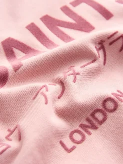 smALLSAINTS Mid Pink Oversized Girls Underground Crew T-Shirt