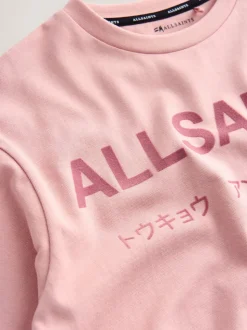 smALLSAINTS Mid Pink Oversized Girls Underground Crew T-Shirt