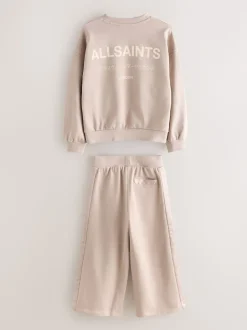 smALLSAINTS Pale Pink Underground Satin Panel Sweatshirt and Wide Leg Joggers Set