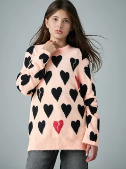 smALLSAINTS Pink Amore Heart Knitted Jumper