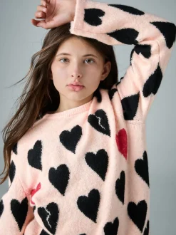 smALLSAINTS Pink Amore Heart Knitted Jumper