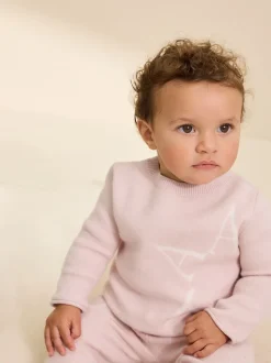 smALLSAINTS Pink Knitted Top and Joggers Baby Girls Set
