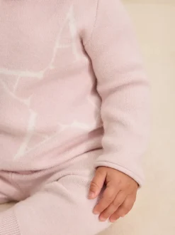 smALLSAINTS Pink Knitted Top and Joggers Baby Girls Set