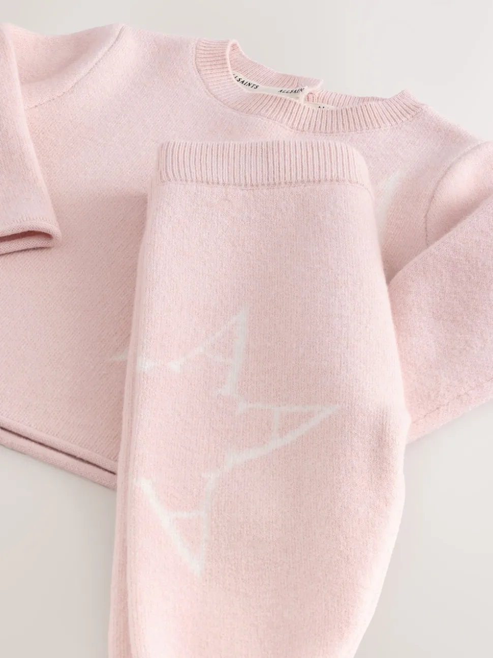 smALLSAINTS Pink Knitted Top and Joggers Baby Girls Set