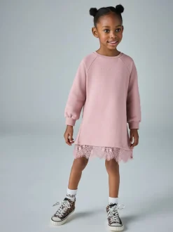 smALLSAINTS Pink Lee Lace Younger Girls Sweat Dress